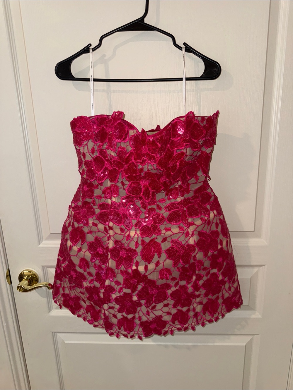 Retrofete Hot Pink Lace Trim Dress
